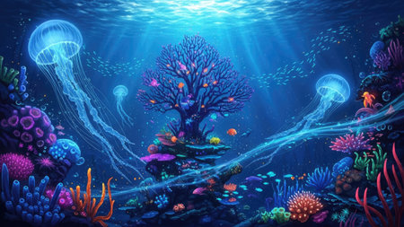 Underwater world. Underwater world. Underwater world. Underwater world. Vector illustrationの素材