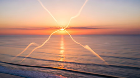 Beautiful sunset over the sea. Nature composition. Soft focus.の素材