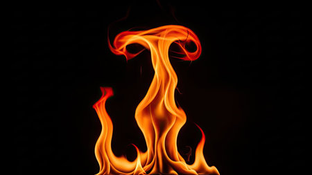 Fire flames on black background. Abstract fire flames on black background.の素材