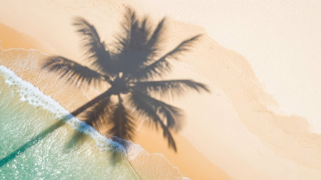 Tropical beach with coconut palm tree - retro vintage filter effectの素材