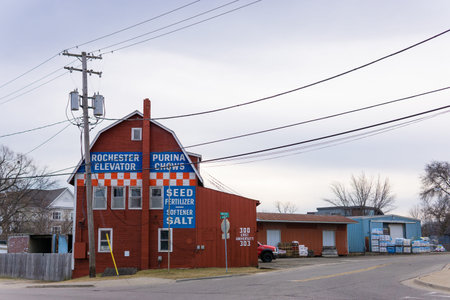 Rochester grain elevator historical building in downtown Rochester Michigan