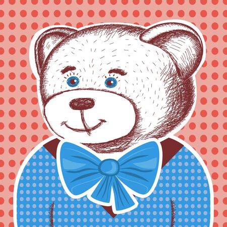 cute little bear in the style of hand drawing with touches of brownのイラスト素材