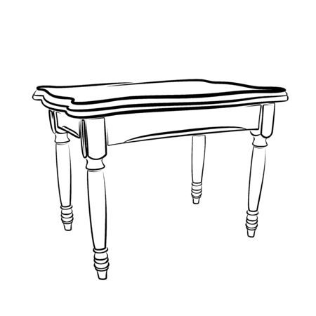 Grey line Picnic table with benches on either side of the table icon isolated on white background. Vector Illustrationのイラスト素材