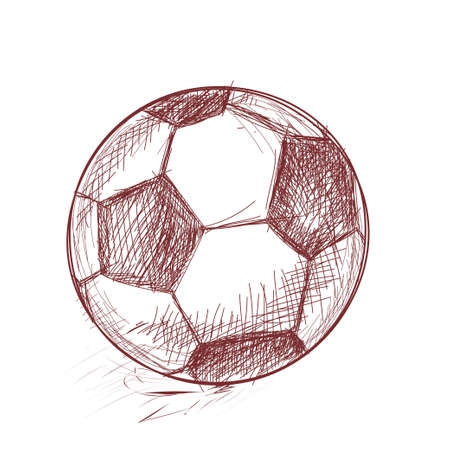 Football. Sports paraphernalia. Hand drawing with strokes. sketch. vector. Design drawn with brown pencils on a white backgroundのイラスト素材