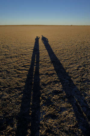 long Shadows in Deception Pan, Kalahariの写真素材