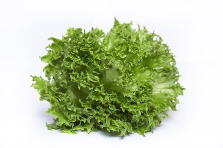 Fresh green lettuce isolated on a white background.の写真素材