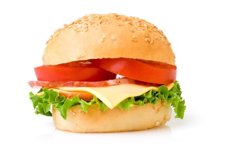Sandwich with fresh salad, Isolated On Whiteの写真素材