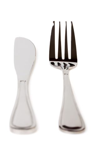 Knife and Fork on a white background.の写真素材