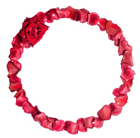 A border of red rose petals.の写真素材