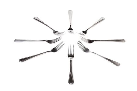 fork on a white background.の写真素材