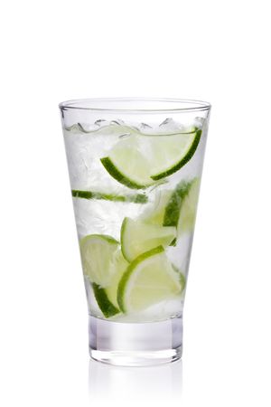 cold fresh lemonade. Isolated on white backgroundの写真素材