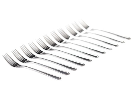 fork on a white background.の写真素材