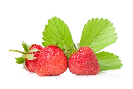 Fresh strawberry object on a white backgroundand with soft shadowの写真素材
