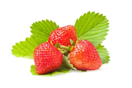 Fresh strawberry object on a white backgroundand with soft shadow. The file includes a clipping path.の写真素材
