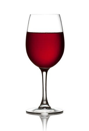 Glass of red wine on a white background and with soft shadow. の写真素材