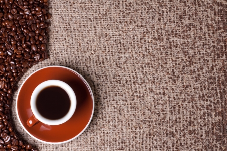 cup of coffee and Coffee beansの写真素材