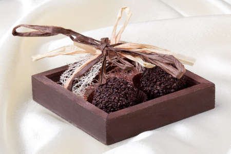 Delicious dark chocolate pralinesの写真素材
