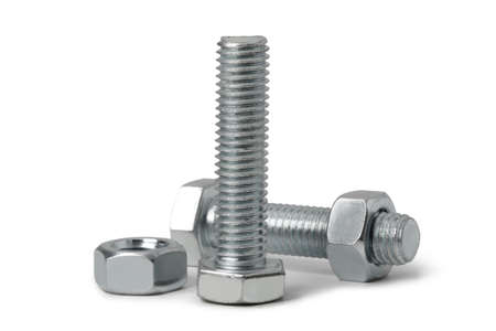 Bolt and nut on a white backgroundの写真素材