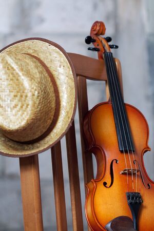 Close-up of an old violinの写真素材