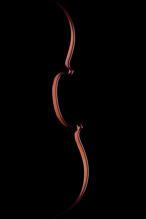 Silhouette of violin on a black backgroundの写真素材
