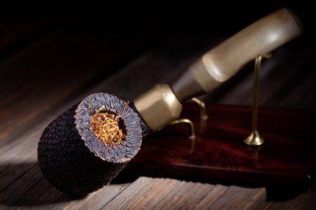 Wooden Pipe and Tobaccoの写真素材