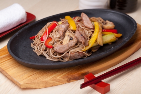 buckwheat noodles with beef,  japanese cuisineの写真素材