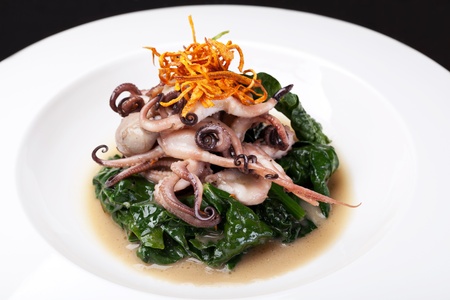 fresh cooked calamariの写真素材