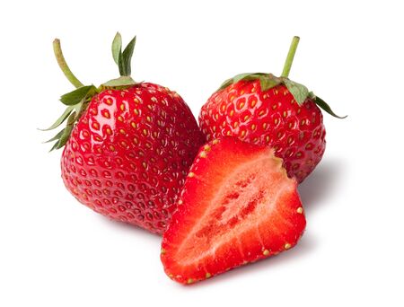 fresh strawberries on a white backgroundの写真素材