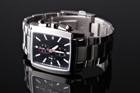 Men's watch on blackの写真素材