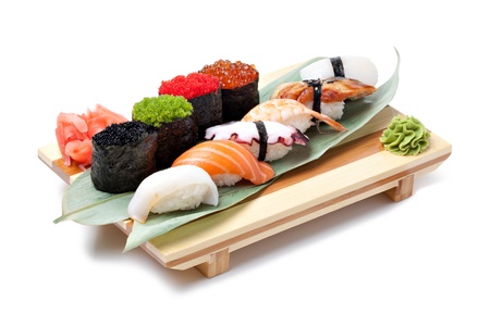 Classic japanese food- sushi on a whiteの写真素材