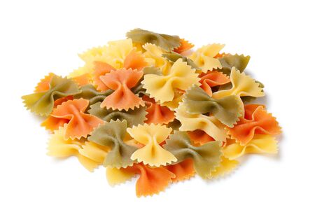 farfalle pasta, isolated on a white backgroundの写真素材