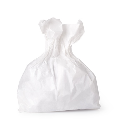 paper bag isolated on whiteの写真素材