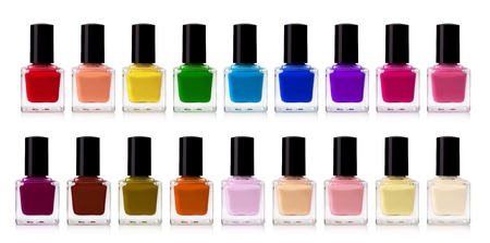 red nail polish bottle on white backgroundの写真素材