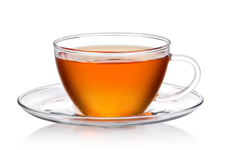 Cup of tea on a white backgroundの写真素材