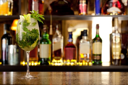 Mojito cocktail on the background of the barの写真素材