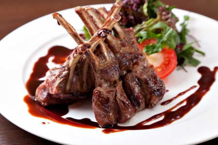 Roasted Chops on a white plateの写真素材