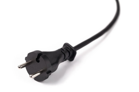 Black electric cable isolated on white