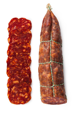 sausage on a white backgroundの写真素材