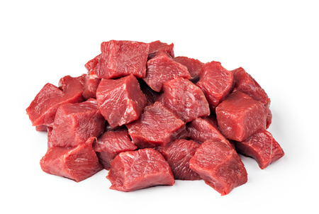 Raw beef meat isolated on whiteの写真素材