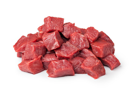 Raw beef meat isolated on whiteの写真素材