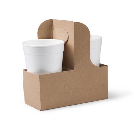 paper cup isolated on white backgroundの写真素材
