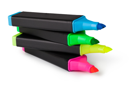 Colored markers isolated on white backgroundの写真素材
