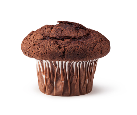 chocolate Muffin Isolated on a White Backgroundの写真素材