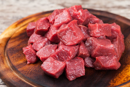 Raw beef meat on a cutting boardの写真素材