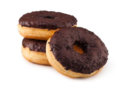 Chocolate Donuts Isolated on White Backgroundの写真素材