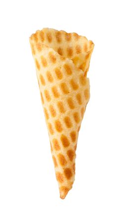 Wafer cup for ice-cream isolated on white backgroundの写真素材