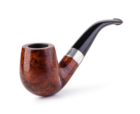 tobacco pipe on a white backgroundの写真素材