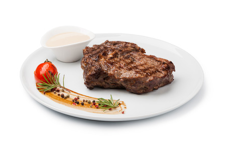 grilled fillet steak on an plateの写真素材