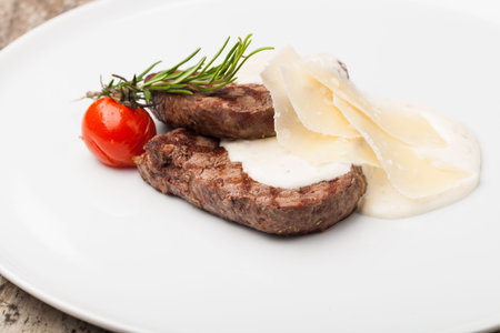 grilled fillet steak on an plateの写真素材