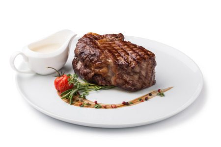 grilled fillet steak on an plateの写真素材